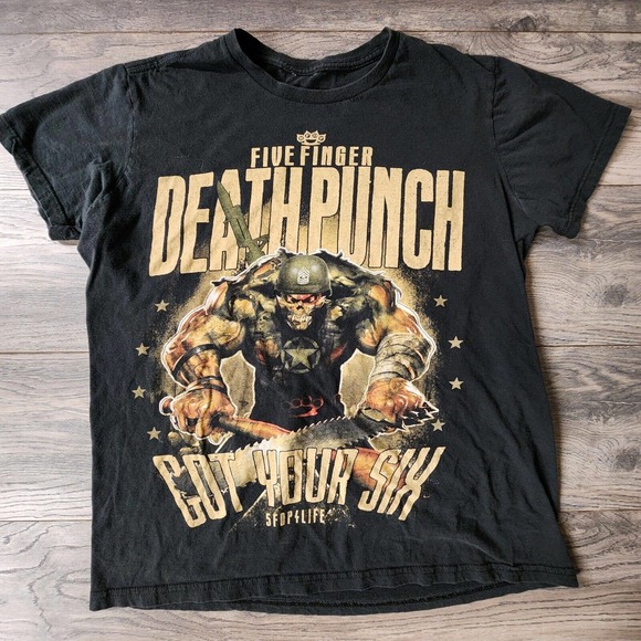 Five Finger Death Punch Shirt Adult Large Black Skull Vintage Style - Picture 1 of 4